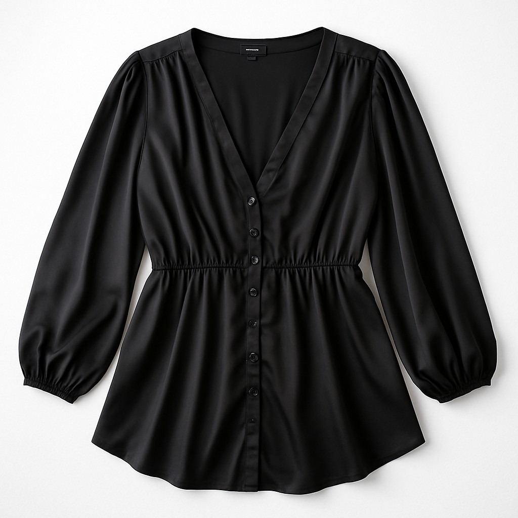 Torrid 4x Satin Babydoll Top Black Flowy Button Front Witchy Whimsigoth Y2k Goth